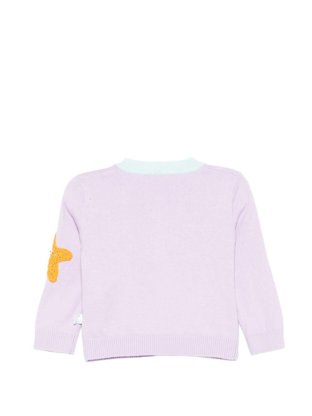 Cardigan per neonata Stella McCartney Kids viola con ricamo stelle marine TY9110 Z3622 539 STELLA McCARTNEY KIDS 