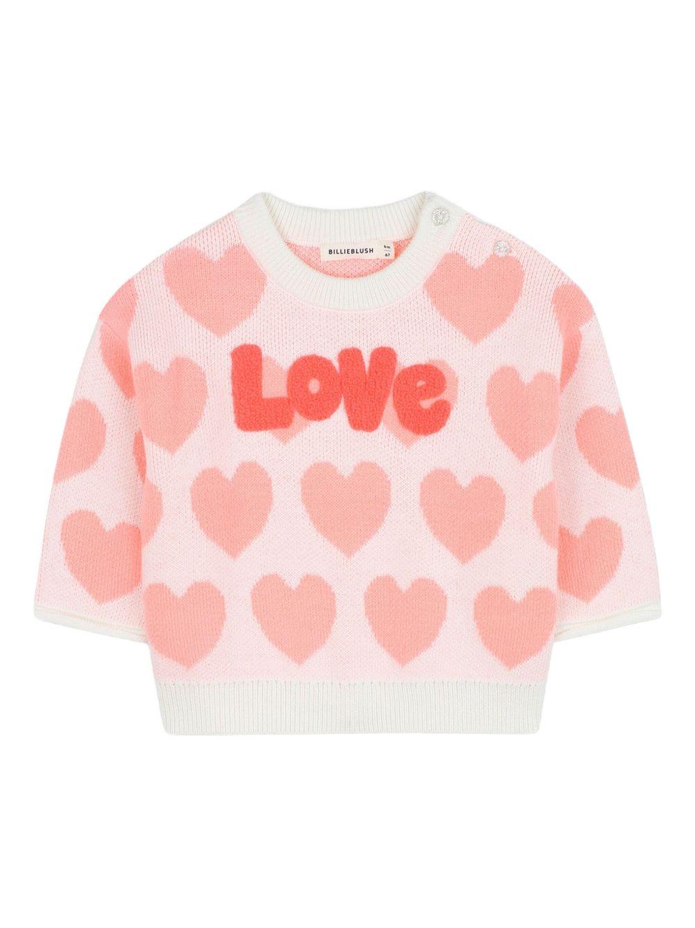 Set maglione e pantaloni per neonata Billieblush rosa con motivo a cuori U21256 121 BILLIEBLUSH 