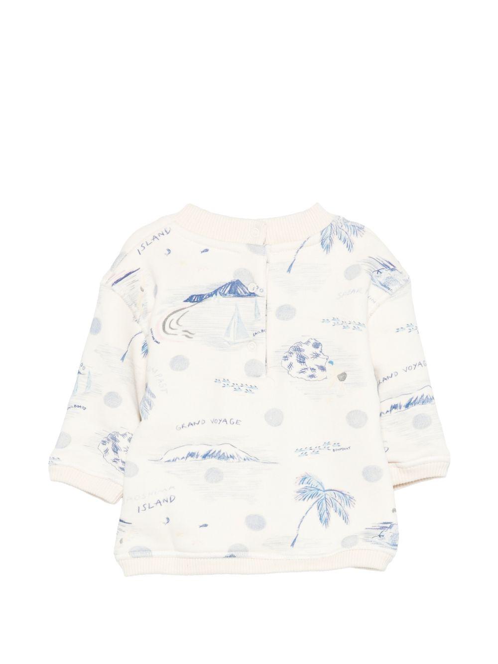 Felpa per neonato Bonpoint bianco con stampa grafica all-over S06YSWK00003 615 BONPOINT 