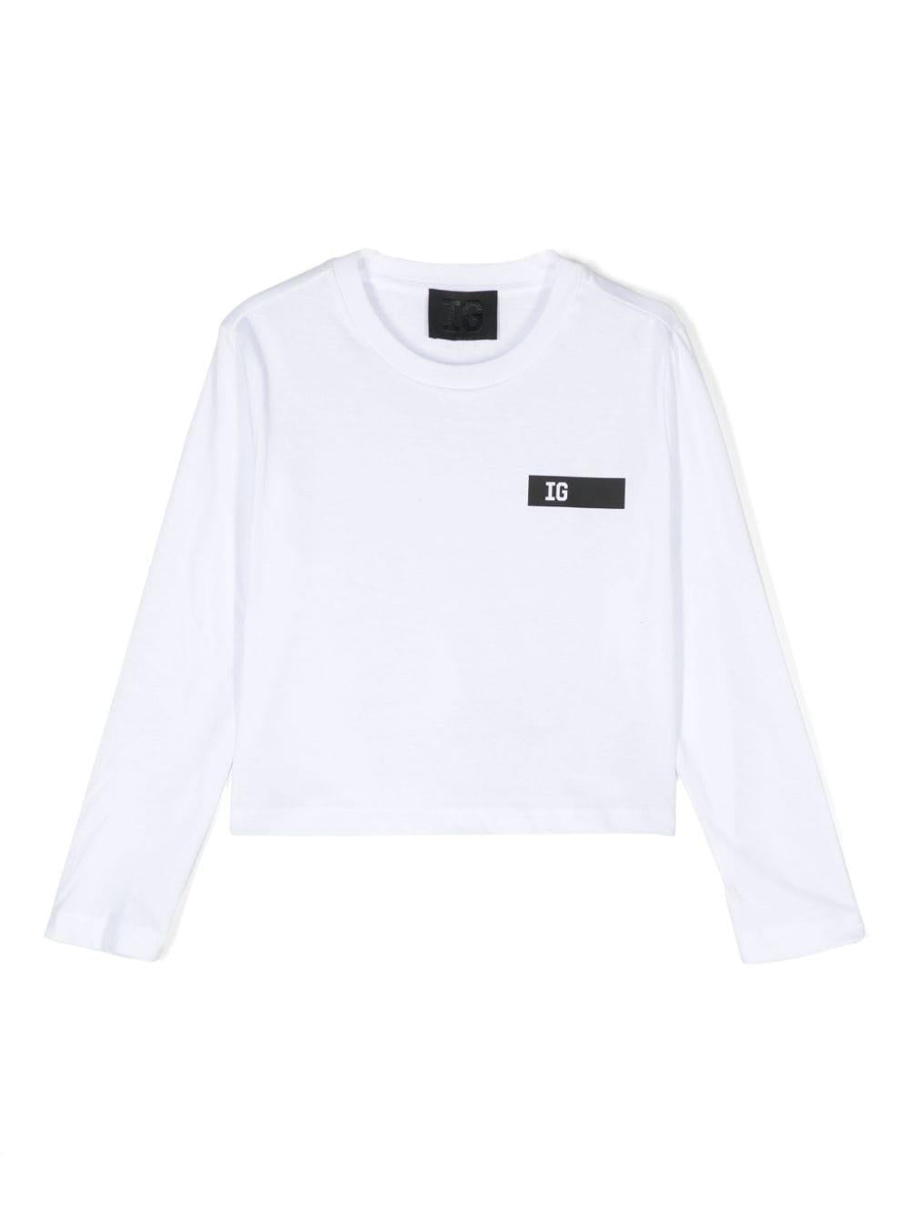 T-shirt con stampa logo per bambino Il Gufo bianco con spacchi laterali corti A24TA320MF001 010 IL GUFO 