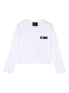 T-shirt con stampa logo per bambino Il Gufo bianco con spacchi laterali corti A24TA320MF001 010 IL GUFO 