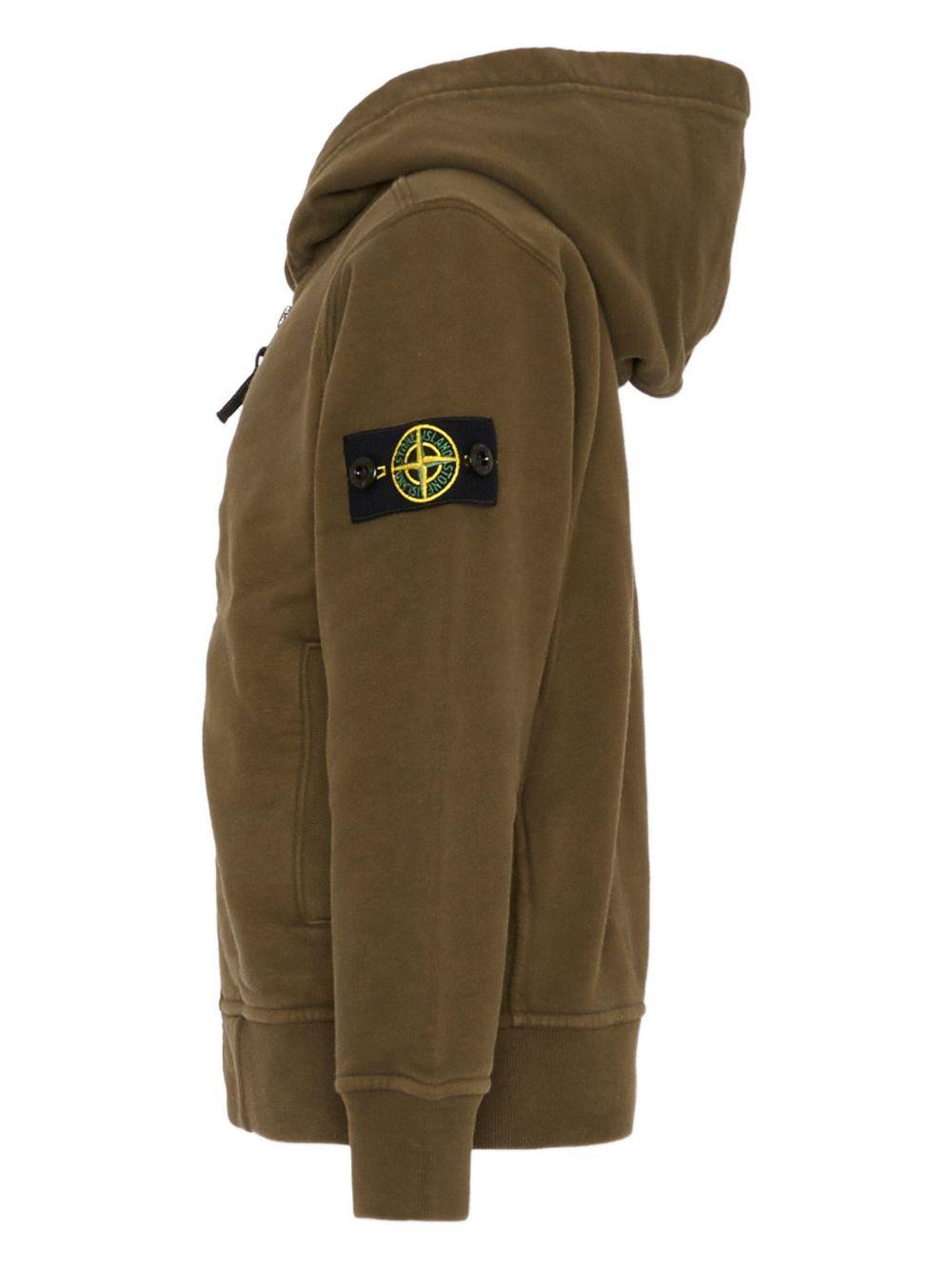 Felpa per bambino Stone Island Junior marrone con patch logo K2S166100003S0A20 V0054 STONE ISLAND JUNIOR 