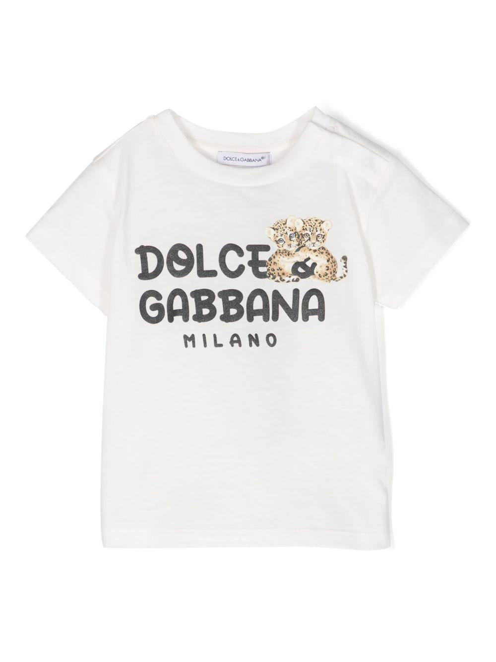 T-shirt per neonato Dolce & Gabbana Kids bianco con stampa L1JTEY G7MKA W0111 DOLCE & GABBANA KIDS 
