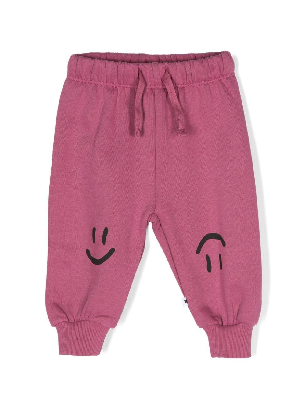 Pantaloni sportivi per neonato Molo Simeon rosa con stampa smiley 6W24I224 8972 MOLO 