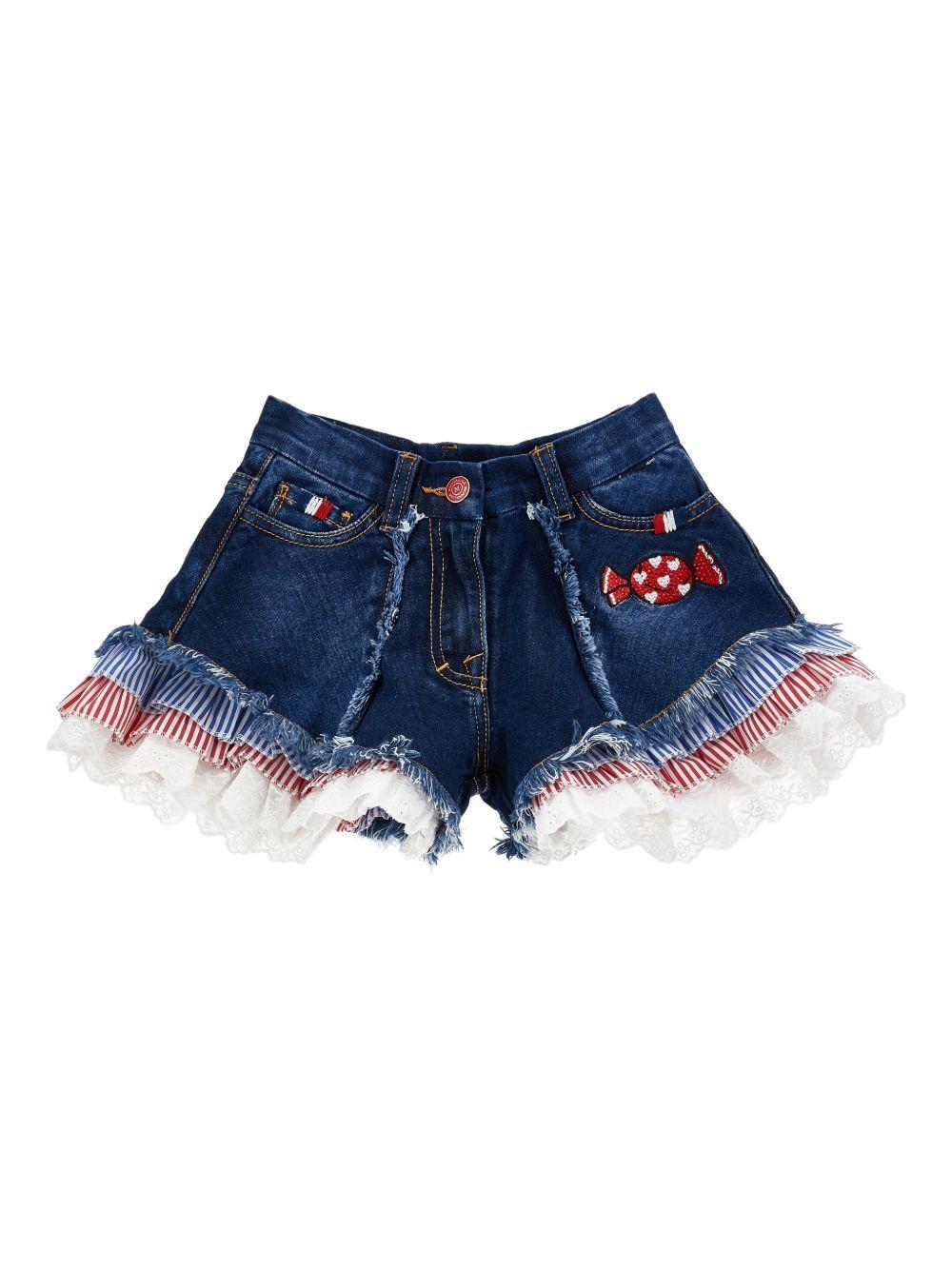 Shorts per bambina Monnalisa in denim con applicazione 19G401 7015 0055 MONNALISA 