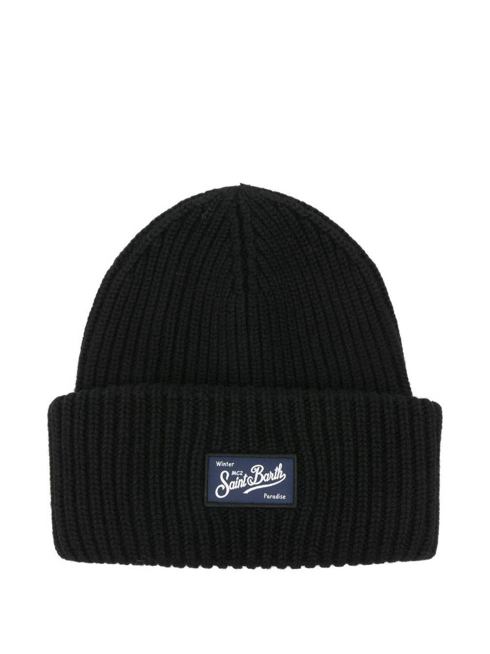 Berretto per bambino MC2 Saint Barth Kids nero con toppa con logo BRR0001 02298I MC2 ST. BARTH KIDS 