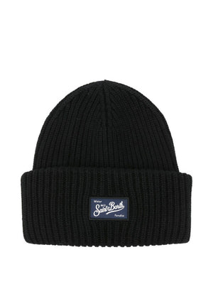 Berretto per bambino MC2 Saint Barth Kids nero con toppa con logo