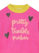 Maglione per bambina Billieblush rosa con ricamo "Pretty Trouble Maker" U21378 473 BILLIEBLUSH 