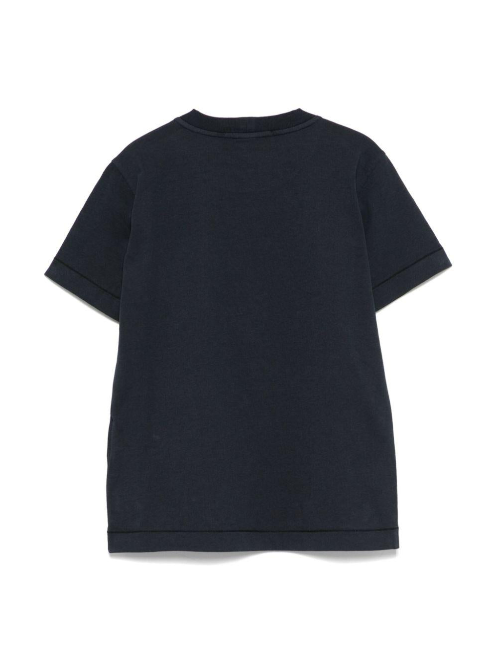 T-shirt con applicazione Compass per bambino Stone Island Junior blu con orlo dritto K1S162100004S0047 V0020 STONE ISLAND JUNIOR 