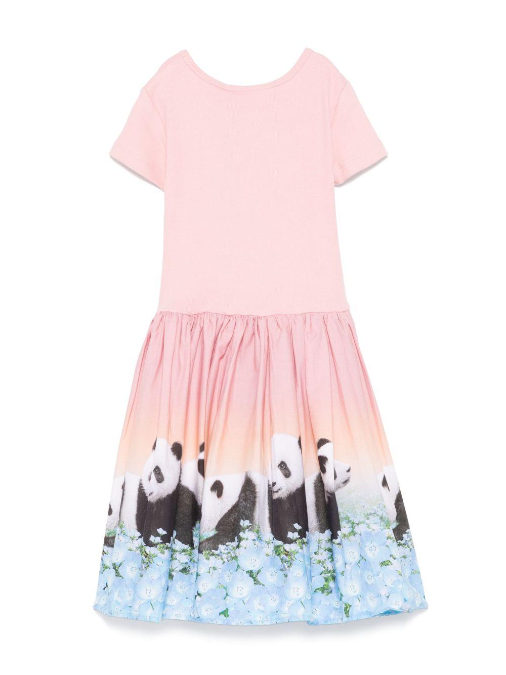 Abito per bambina Molo Cissa rosa con stampa grafica panda all-over 2S25E114 3858 MOLO 
