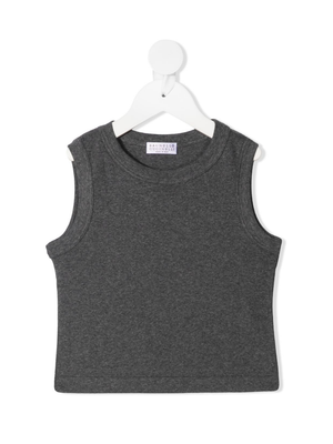 Brunello Cucinelli Kids gray crew neck top for girls