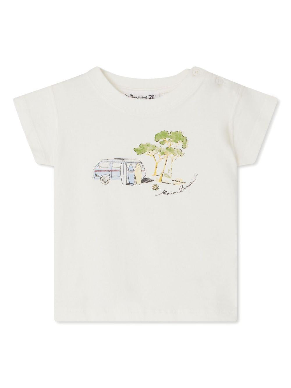 T-shirt per neonato Bonpoint Tom bianco con stampa sul davanti S05YTSK00010 102 BONPOINT 