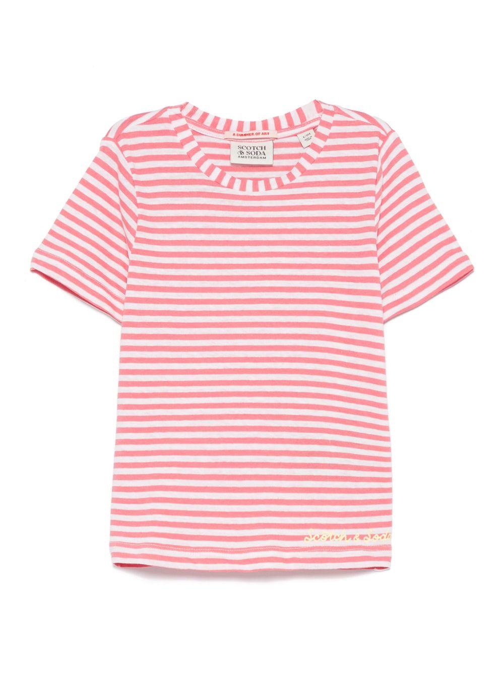 T-shirt per bambina Scotch & Soda Kids rosa a righe 179362 650 SCOTCH&SODA 