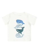 T-shirt da neonato Stella McCartney Kids bianca con stampa grafica balena TY8570 Z0434 100 STELLA McCARTNEY KIDS 