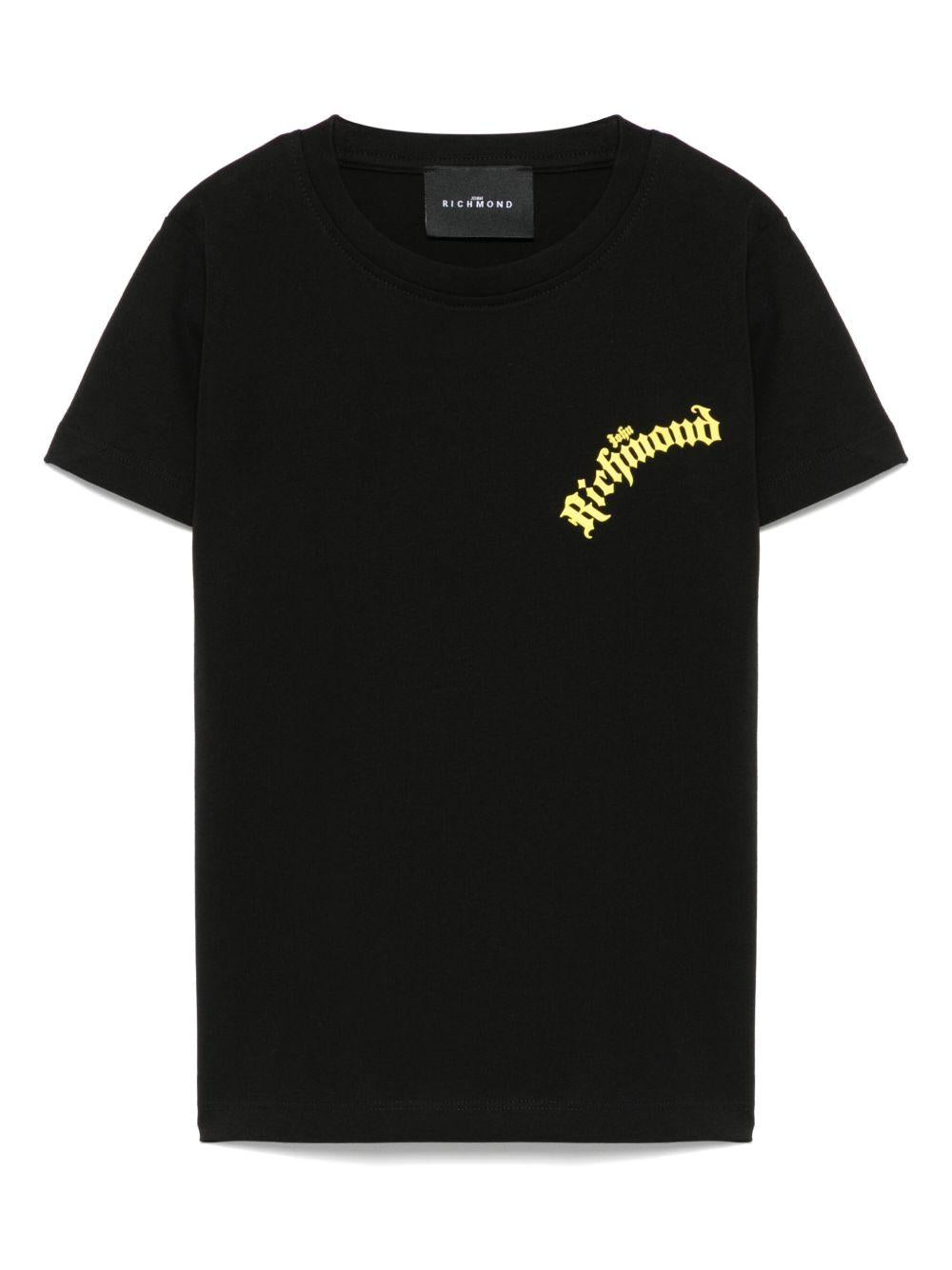 T-shirt per bambino John Richmond Junior nero in cotone con stampa logo RBP25057TS BLACK JOHN RICHMOND JUNIOR 