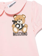 T-shirt con stampa Teddy Bear per neonata Moschino Kids rosa con colletto Peter Pan MDM03HLBA10 50209 MOSCHINO KIDS 