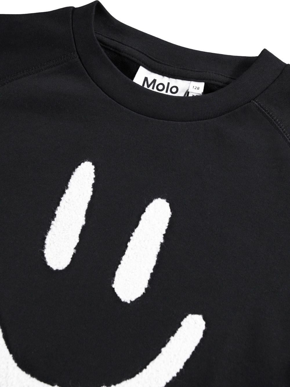 Felpa per bambino Molo Mike nero con stampa smile 6W25J201 0099 MOLO 