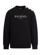 Felpa per bambino Balmain Kids nera con logo sul davanti BY4P20 Z3183 930BC BALMAIN KIDS 