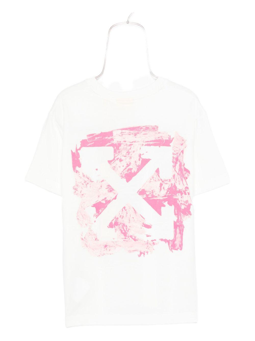T-shirt per bambina Off-White Kids bianco con logo OGAA001F25JER006 0132 OFF WHITE KIDS 
