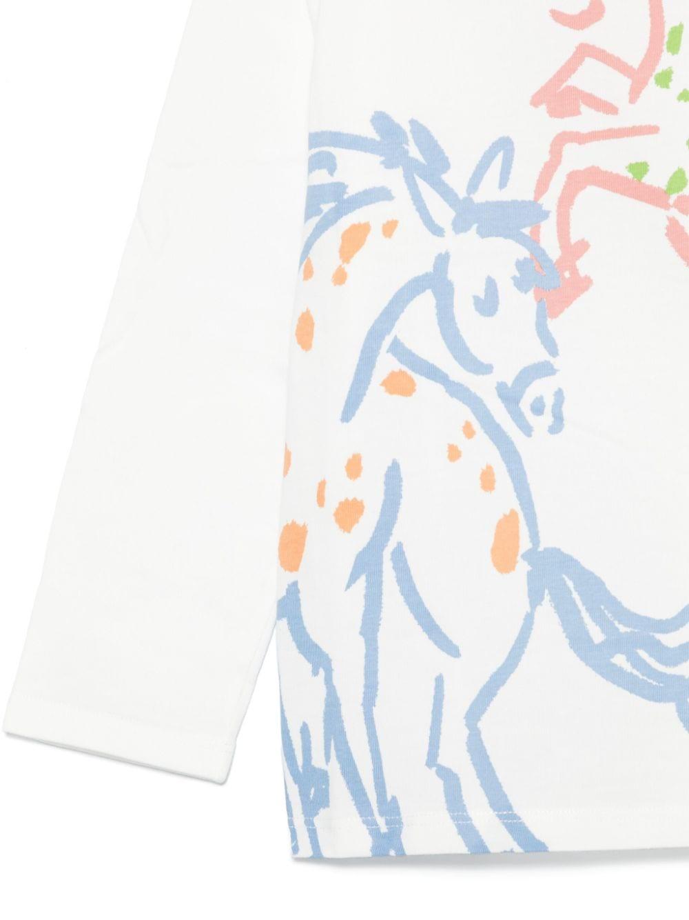 T-shirt con stampa illustrazione per bambina Stella McCartney Kids bianca con maniche lunghe TV8E10 Z0434 101 STELLA McCARTNEY KIDS 