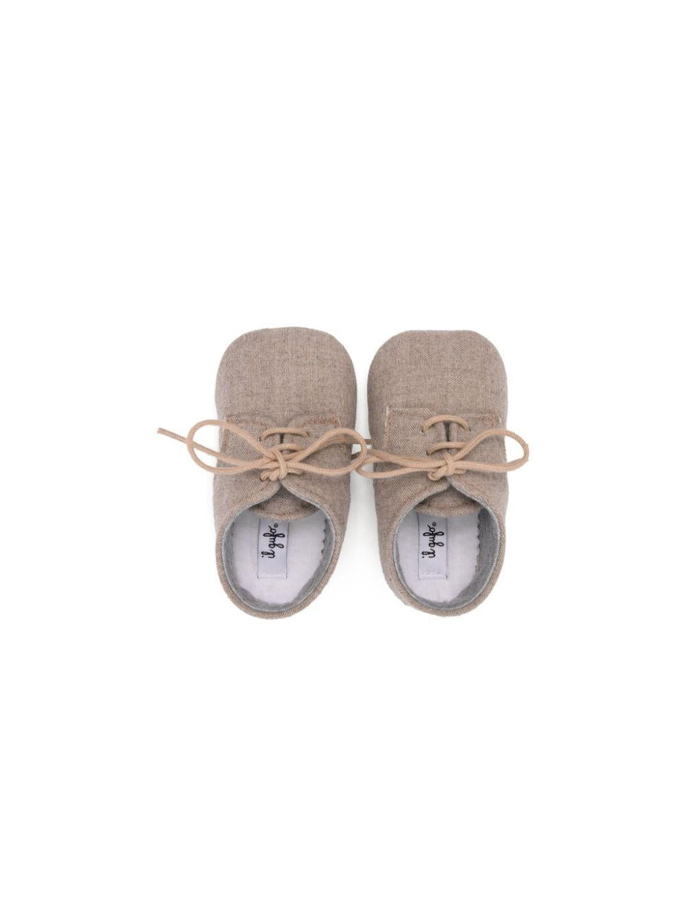 Scarpe primi passi stringate per neonato Il Gufo marrone con soletta con logo A24SS100W0003 119 IL GUFO 