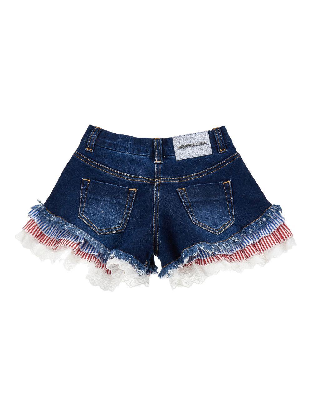Shorts per bambina Monnalisa in denim con applicazione 19G401 7015 0055 MONNALISA 