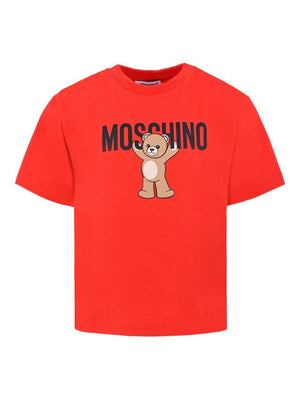 Moschino Kids red T-shirt with Teddy Bear print for boys