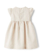 Abito a righe per neonata Il Gufo beige con dettagli plissettati P25VM782R1000NB 304 IL GUFO 