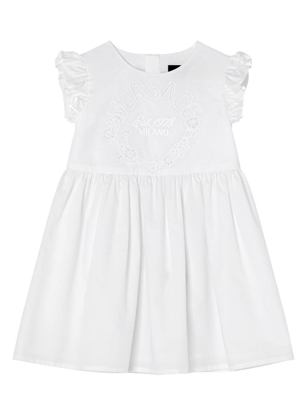 Abito per neonata Versace Kids bianco con decorazione con punto inglese 10186111A13100 1W010 VERSACE KIDS 