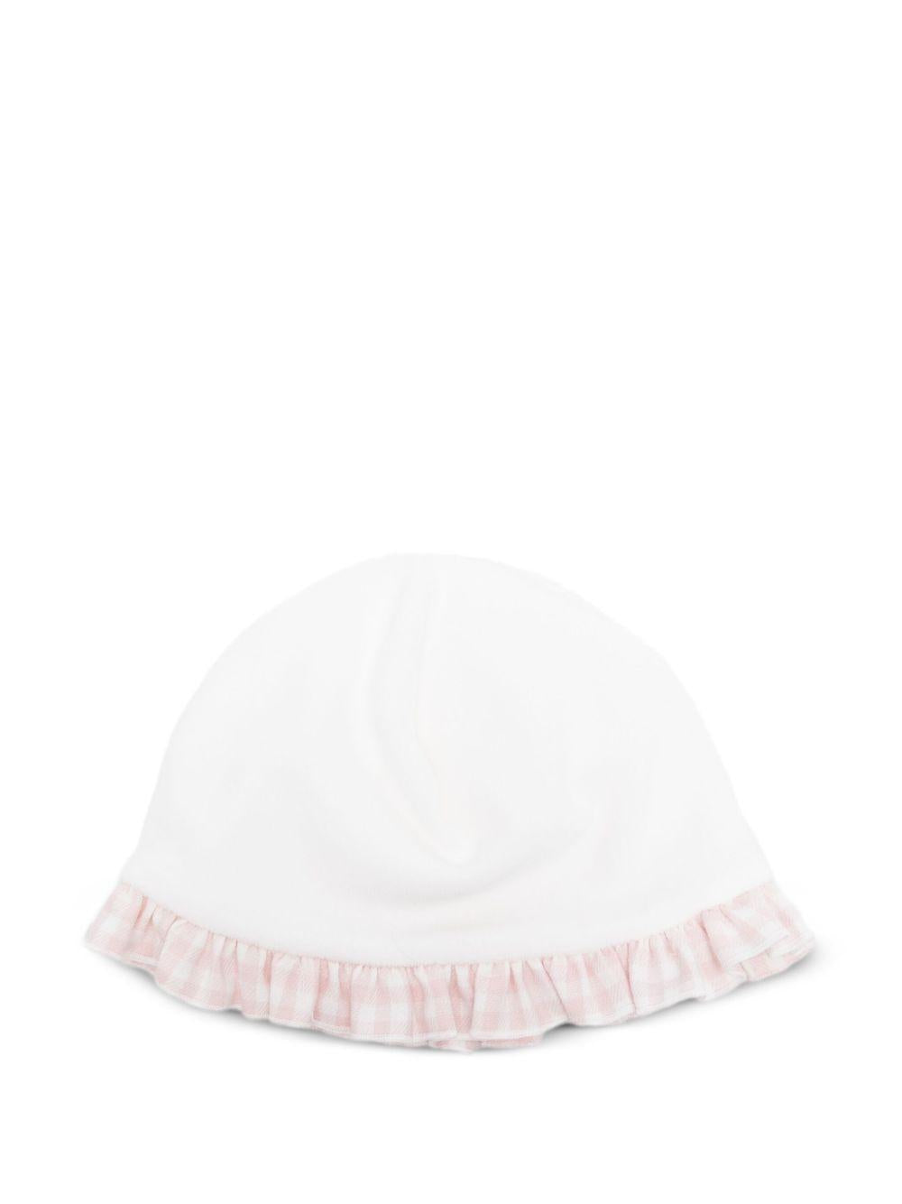 Cappello per neonata La Stupenderia bianco con rifiniture a quadretti 1TBCP04 L02Y18 LA STUPENDERIA 