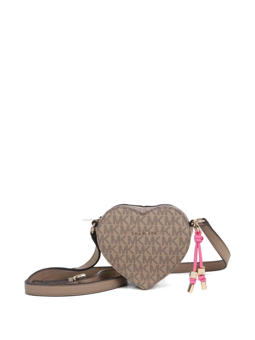Borsa a spalla per bambina Michael Kors Kids beige a forma di cuore con monogramma R30646 215 MICHAEL KORS KIDS 