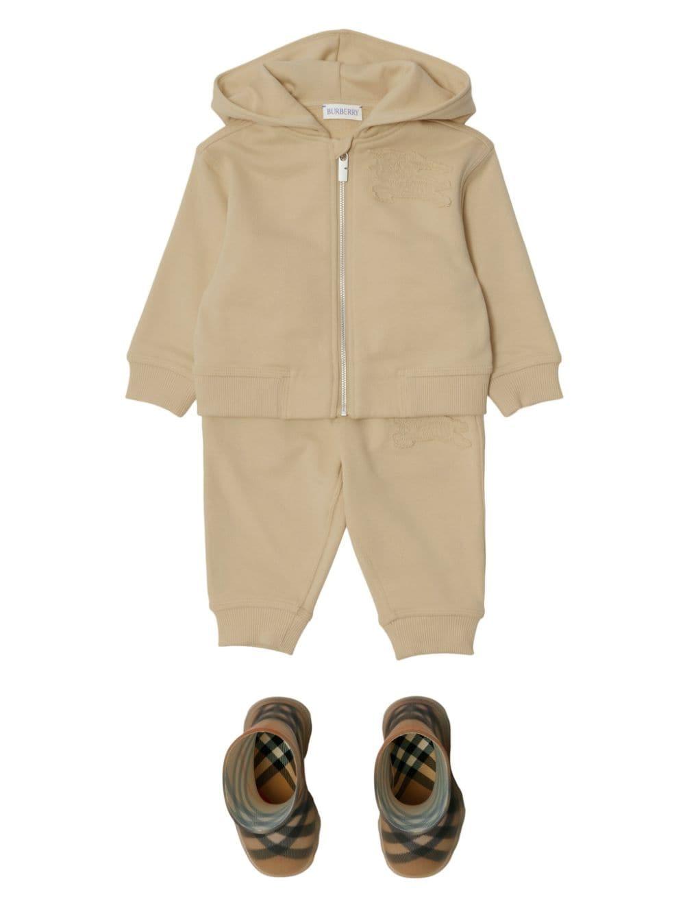 Felpa Equestrian Knight con zip per neonato Burberry Kids beige con cappuccio 8093357 C1067 BURBERRY KIDS 