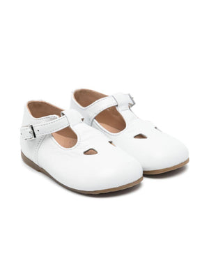 Eli1957 white leather sandals for girls with side buckle fastening