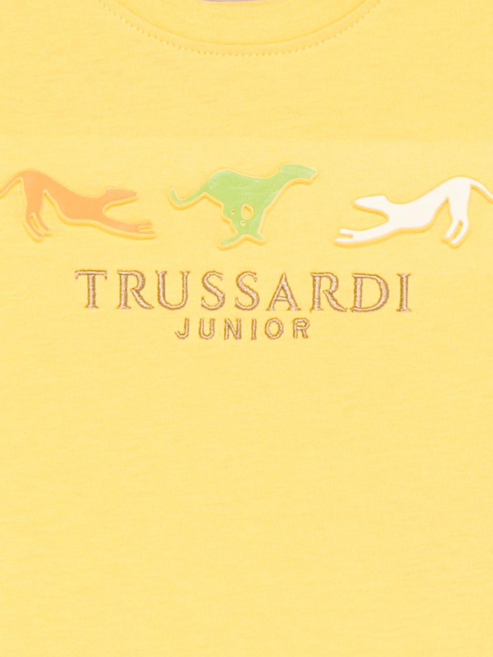 T-shirt per neonato Trussardi Junior giallo con logo e dettaglio goffrato TIP25020TS GOLD CREAM TRUSSARDI JUNIOR 