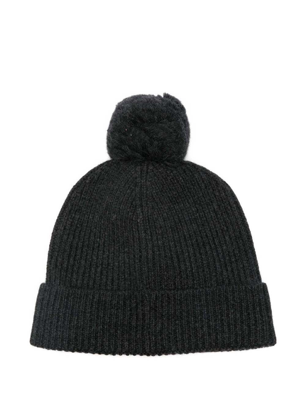 Berretto per bambina K-Way Kids nero con pompon a coste K31359W AZ3 K-WAY KIDS 