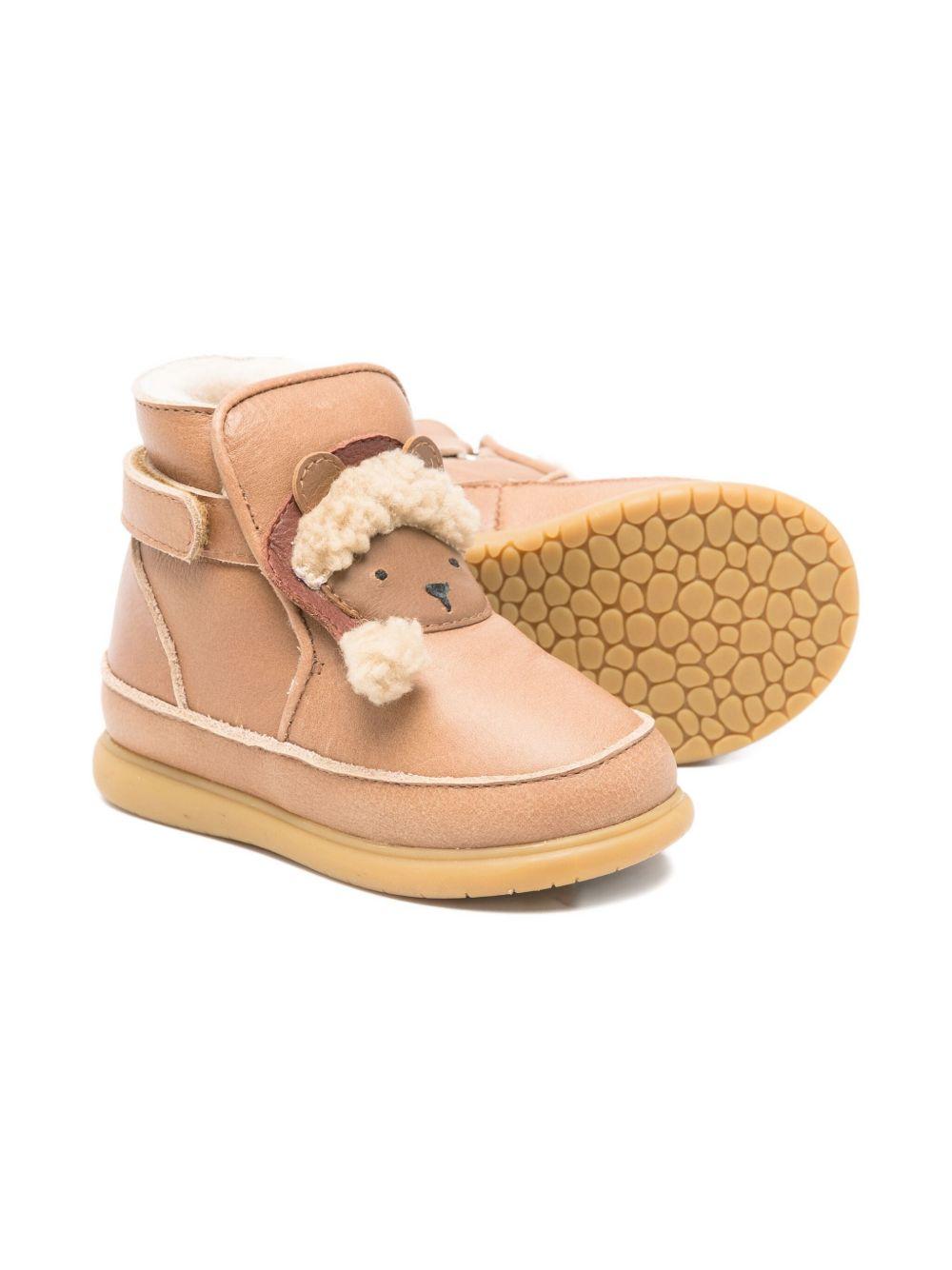 Stivali per neonato Donsje beige con applicazioni orso di Natale 1500105 LE195 DONSJE 