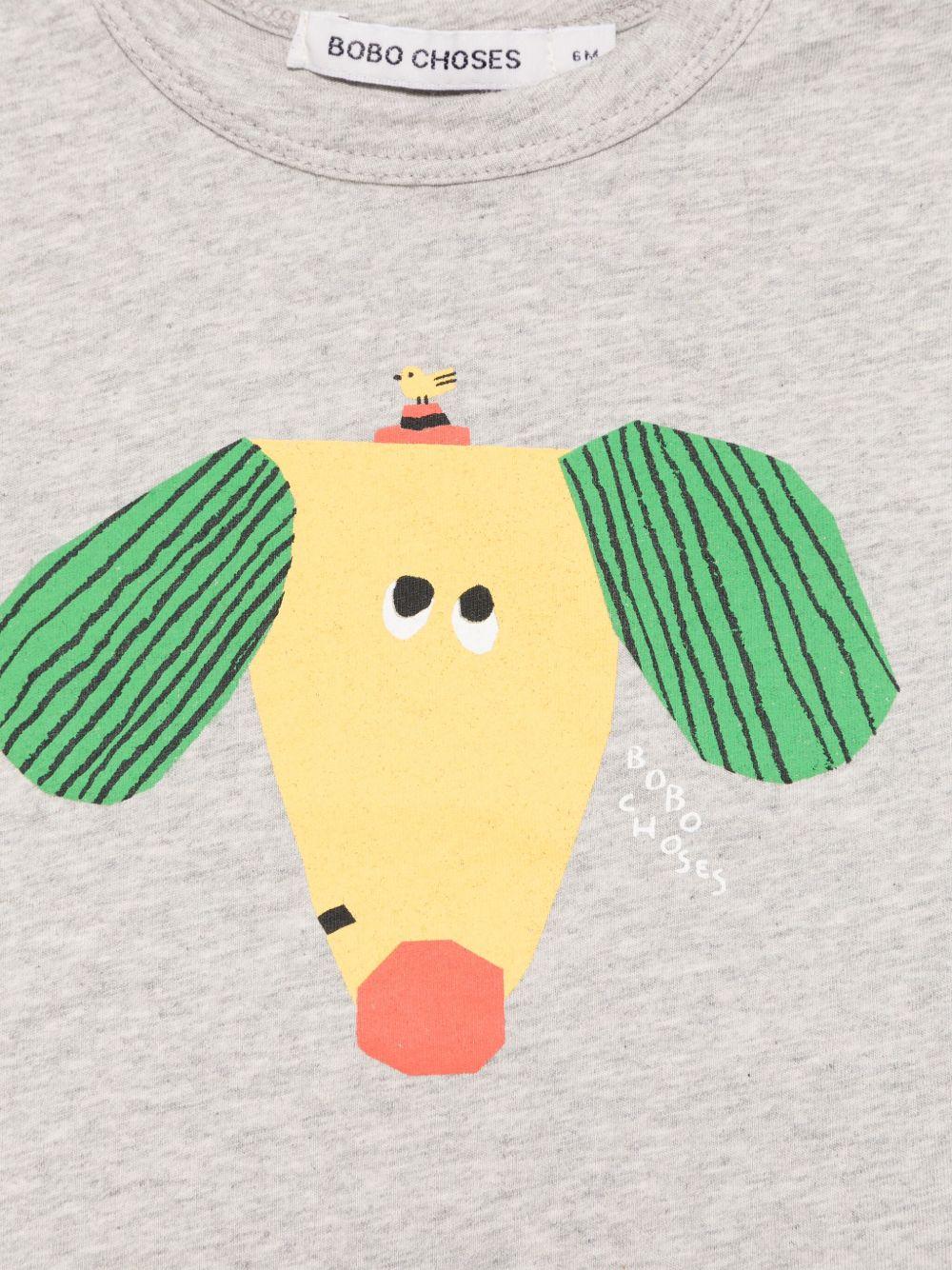 T-shirt per neonato Bobo Choses Happy Dog grigio con stampa grafica B125AB009 041 BOBO CHOSES 