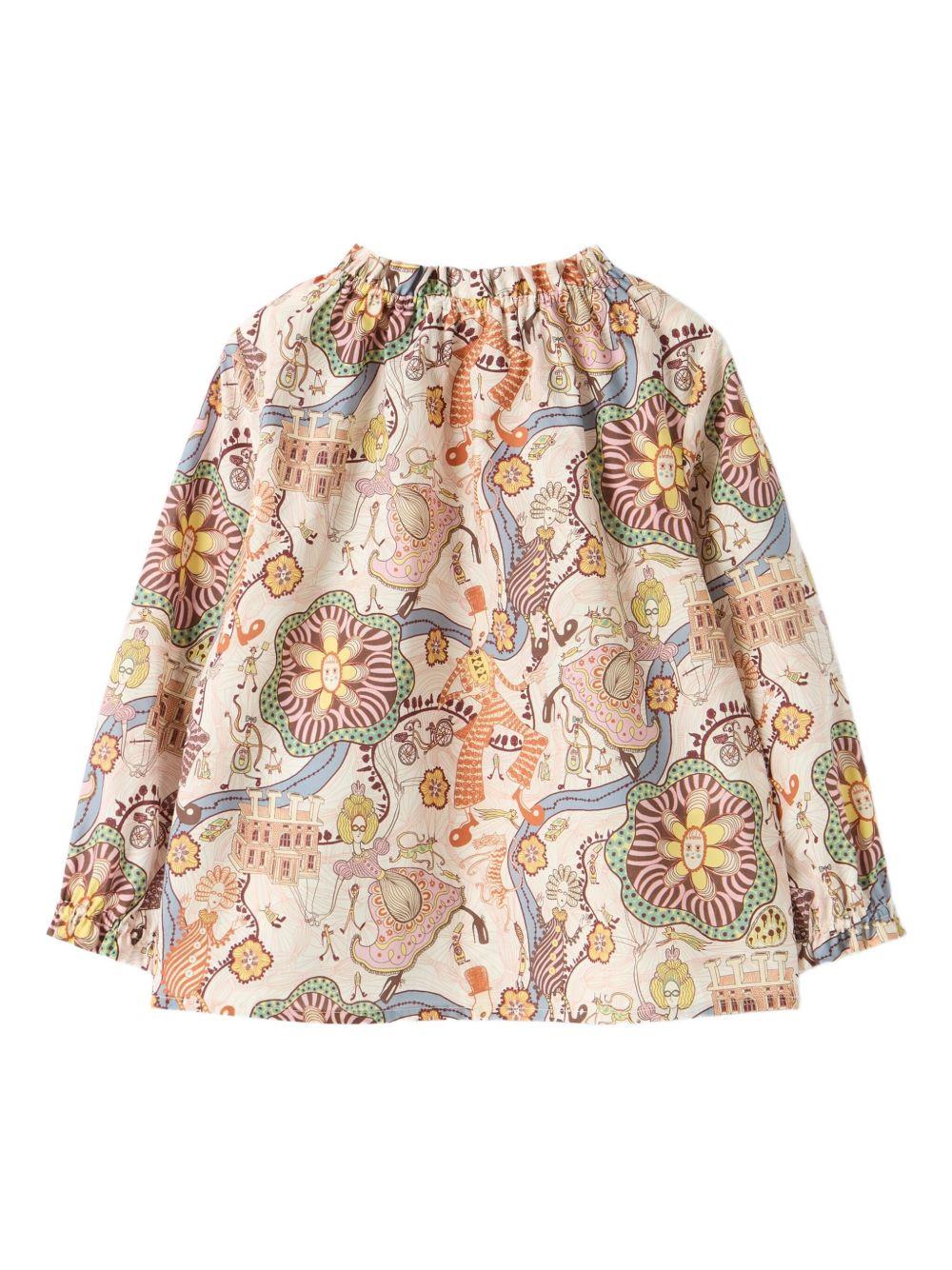Blusa per bambina Il Gufo rosa con stampa floreale A25GCL0003C4148 680 IL GUFO 