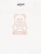T-shirt Teddy Bear per neonato Moschino Kids bianco con ricamo frontale MPM047LAA23 10063 MOSCHINO KIDS 