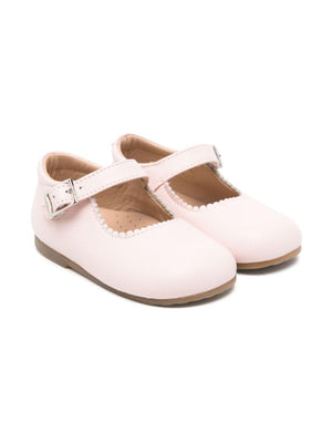 Eli1957 pink leather ballerinas for girls with buckle strap