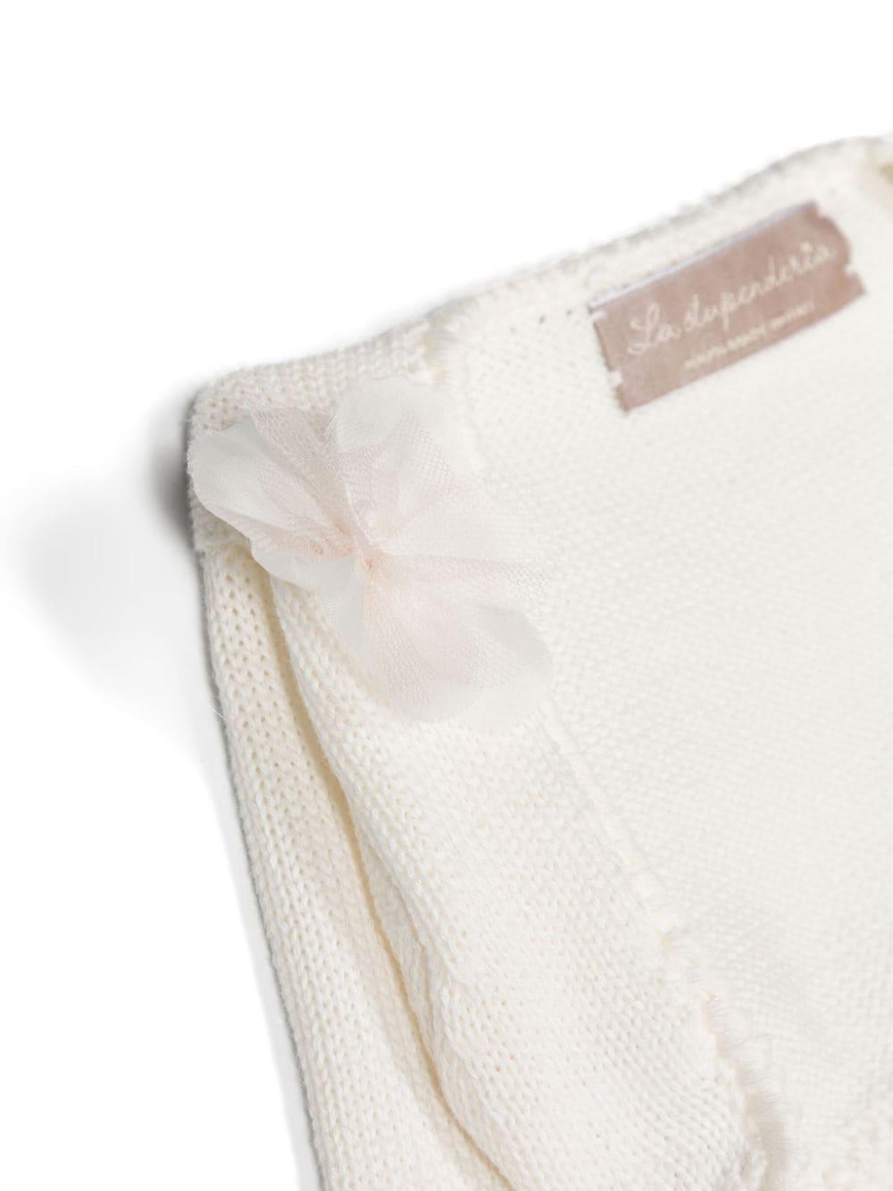 Cardigan crop per neonata La Stupenderia beige con applicazioni SJSS84 102 LA STUPENDERIA 