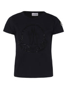 T-shirt con logo per bambina Moncler Enfant nero con girocollo J29548C00012 83907 999 MONCLER ENFANT 