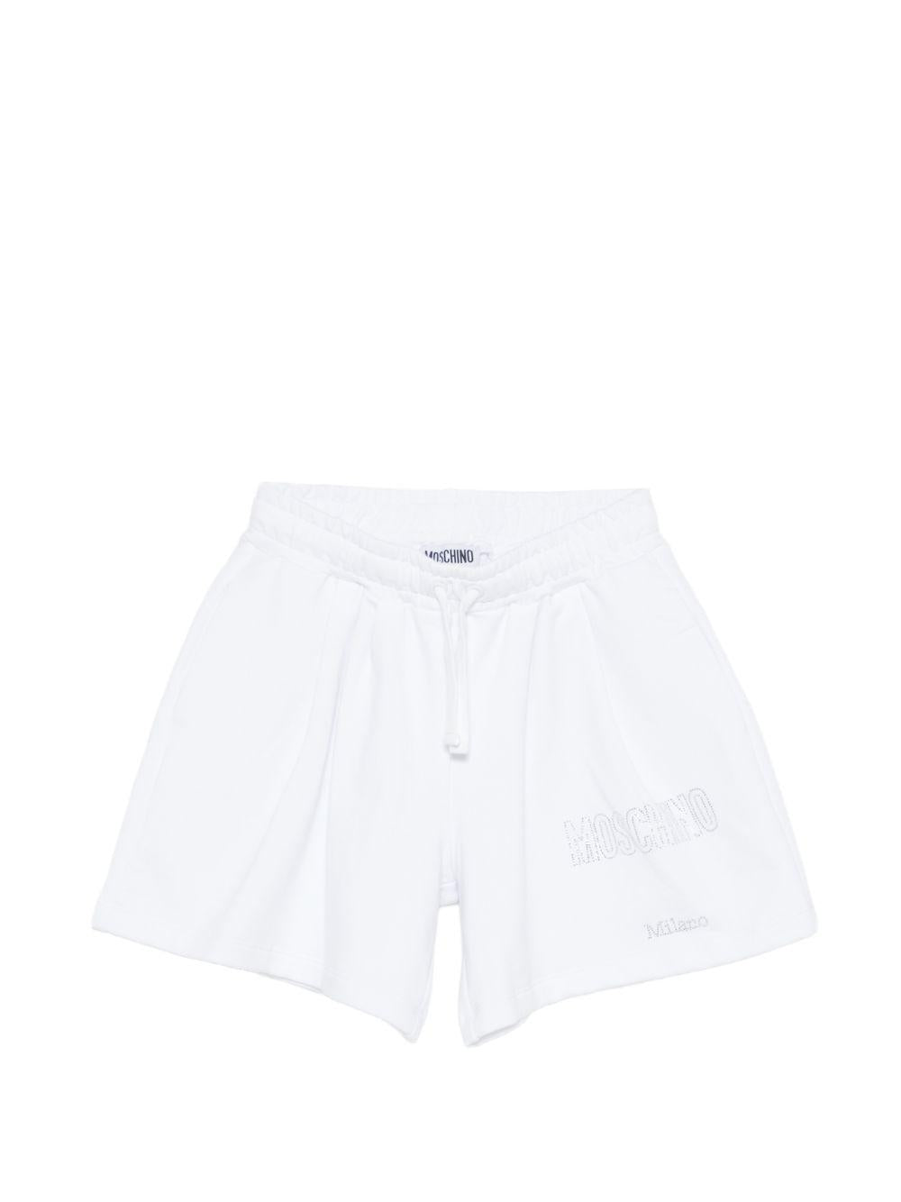 Shorts per bambina Moschino Kids bianchi con coulisse HDQ020LDA25 10101 MOSCHINO KIDS 