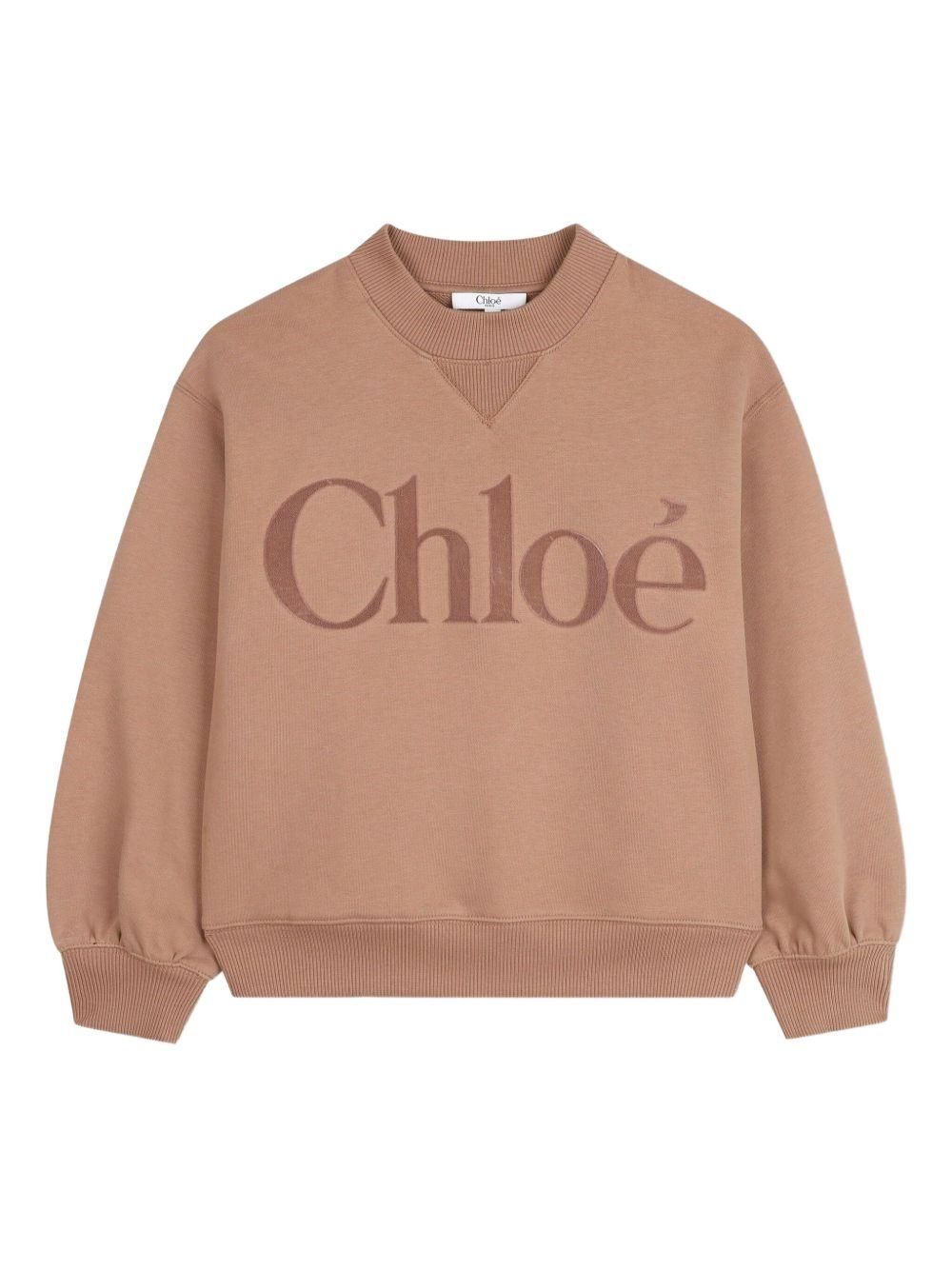 Felpa per bambina Chloé Kids beige con stampa logo C20649 31C CHLOE' KIDS 