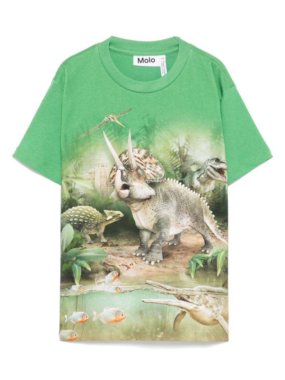 T-shirt per bambino Molo verde con stampa grafica 1S25A211 3867 MOLO 