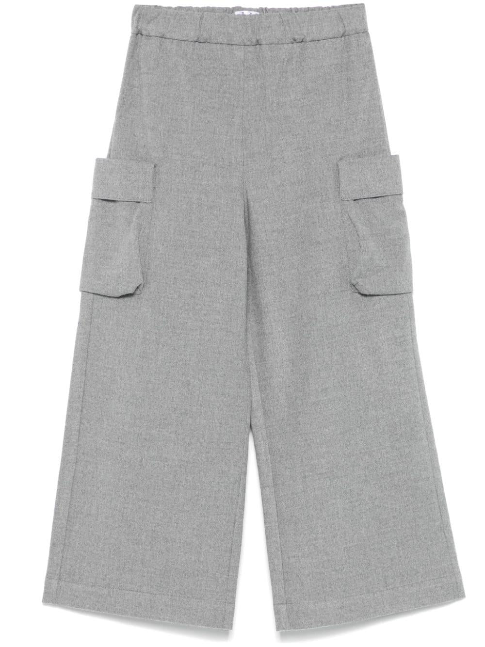 Pantaloni a palazzo per bambina Il Gufo grigio con vita elasticizzata A24PL432W0003 072 IL GUFO 
