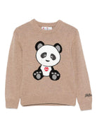 Maglione per bambino MC2 Saint Barth Kids x Trudi beige con ricamo Panda sul davanti DOU0001 00078I MC2 ST. BARTH KIDS 