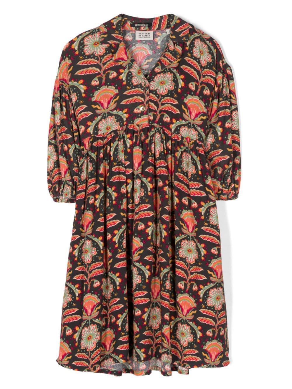 Abito a fiori per bambina Scotch & Soda multicolor con abbottonatura frontale corta 177937 300 SCOTCH&SODA 