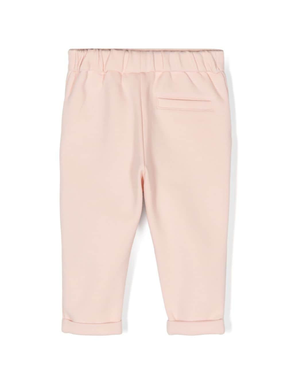 Pantaloni con ricamo per neonato Chloé Kids rosa con taglio slim C20302 45K CHLOE' KIDS 