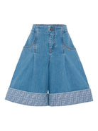 Shorts per bambina Fendi Kids denim con logo FF JFF389 AVVU F0QG0 FENDI KIDS 